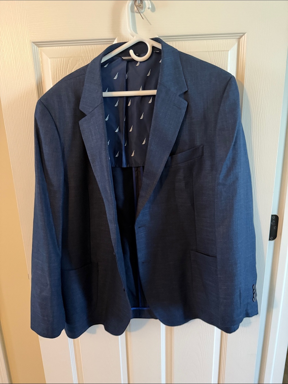 Nautica Men's Dark Blue Sport Coat with Sailboat Lining